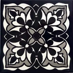 90 EXTRUDED MEXICAN TILES 4.25 x 4.25" OFF WHITE/BLACK TALAVERA MEXICO #L009 - Picture 1 of 2