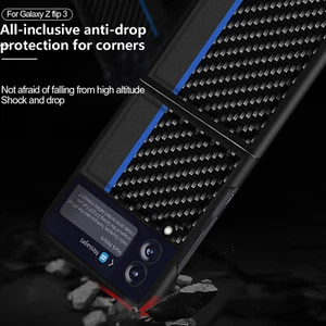 For Samsung Galaxy Z Flip3 5G Shockproof Carbon Fiber Texture Leather Case Cover - Zdjęcie 1 z 8