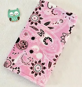 Handgefertigtes rosa Paisley Minky Druck & rosa Minky Blase Baby Spucktuch - Bild 1 von 2