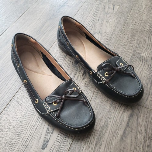 Mocassino slip on in pelle Clarks punta a mandorla nero taglia 8M