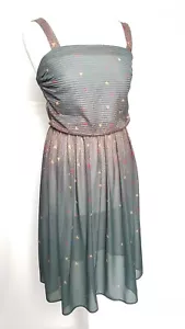 Vintage green geometric pattern jersey dress shoulder strap size 8 - Picture 1 of 7