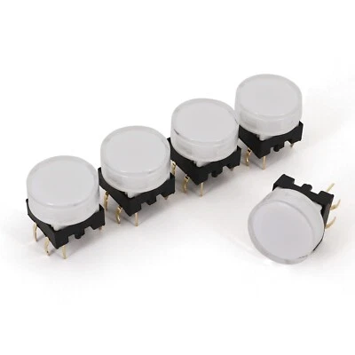 5Pcs TS27 Round 15mm with LED Momentary SPST PCB Push Button Click Tact Switch - Image 1 of 4