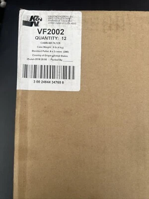 K & N VF2002 - Filtro de aire de cabina - Lote de 12 - Nuevo Foto 1 de 4
