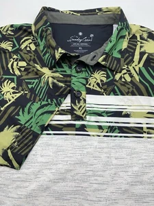 Sunday Crew Polo Shirt Mens XL White Green Black Golfing UPF 50+ Adult Stretch - Picture 1 of 9