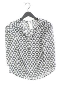 H&M Shirt mit V-Ausschnitt Shirt für Damen Gr. 36, S Langarm grau aus Polyester