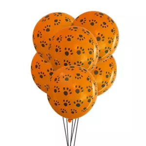 12 PACK Orange & Black Paw Print Birthday Party Balloons Decorations Pet Dog Cat - Picture 1 of 2