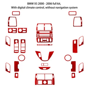  For BMW X5 00-06 Red Car Front Carbon Fiber Interior Complete Set Trim Stickers - Picture 1 of 12