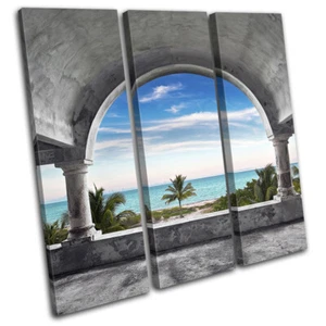 Mexico Holiday Beach Seascape Landscapes TREBLE CANVAS WALL ART Picture Print - Picture 1 of 1
