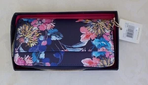 Trina Turk Trina Wallet Multifloral NIB Zip Around Pockets 6 Card Slot PVC Logo - Picture 1 of 12