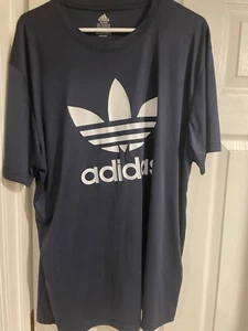 Adidas Crew Neck 100% Polyester Size 2XL Short Sleeve Navy Blue - Picture 1 of 4