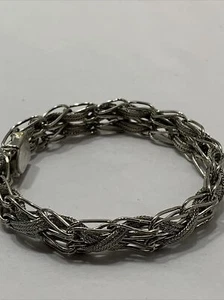 Vintage Sterlingsilber Armband 1/2 "w geflochtenes Metall Mesh Detail 7,5" 19gr - Bild 1 von 6