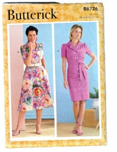 Butterick B6726 Easy Sewing Pattern Misses' Dresses in 2 Styles 6-8-10-12-14 - Picture 1 of 4