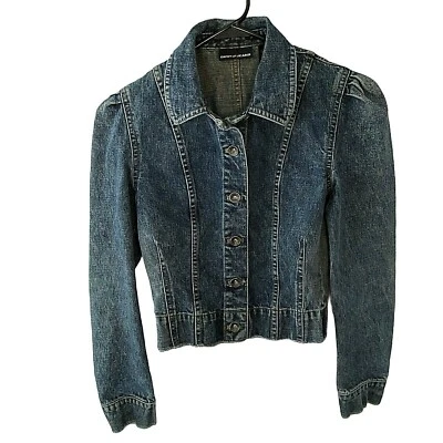 DKNY Jeans Denim Trucker Jacket Womens XS  Metal Rivet Button Vintage - Image 1 of 4