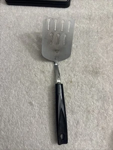 Vintage Ekco Short Keyhole Slotted Spatula Turner 9.5" Chromium Black Handle USA - Picture 1 of 13