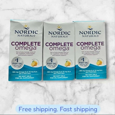 FOR 3 NORDIC NATURALS COMPLETE 565 mg OMEGA-3-6-9 70 mg GLA 180 Softgels 2027+ - Image 1 of 3