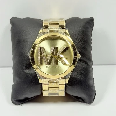 Michael Kors MK4732 Slim Runway MK Logo Dial Gold Tone Bracelet Women’s Watch - Image 1 of 4