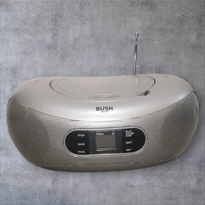 Bush CD-78B-BTFM Bluetooth CD Radio Boombox Silver - Working - See Description - Image 1 of 4