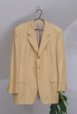 Canali Luxury Men's Gold Wool Cashmere Silk Blazer Jacket Size 54 Made in Italy - Image 1 of 4