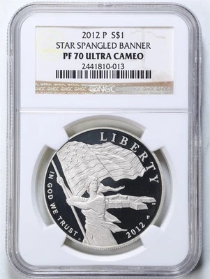 2012-P $1 Star Spangled Banner Proof Silver Dollar PF70UCAM NGC 2441810-013 - Image 1 of 2