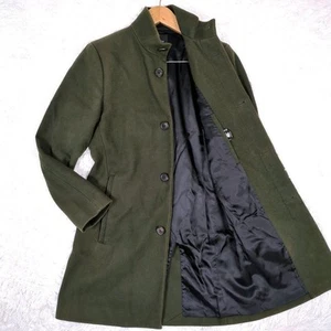 Theory Balmacaan coat Size-XXS Cashmere blend long coat fly front khaki Japan - Picture 1 of 10
