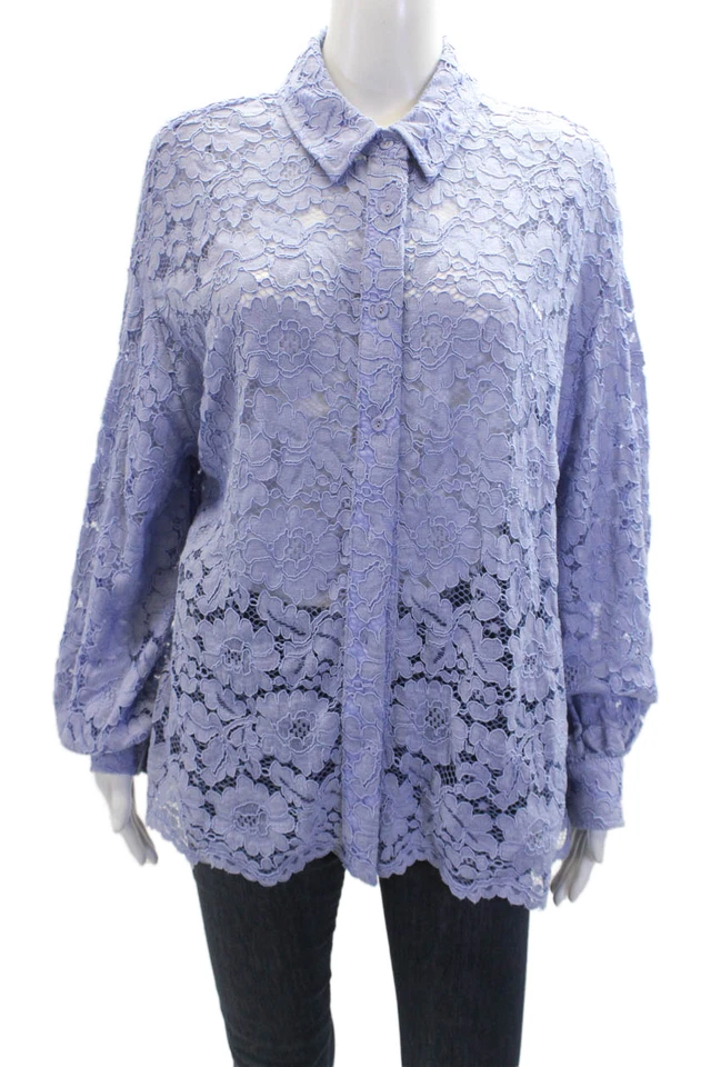 Camisa Cami NYC Mujer Algodón Manga Larga Cuello Abotonada Azul Talla L Foto 1 de 4