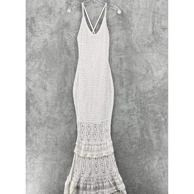 Venus Dress Womens Medium Crochet Maxi Mermaid Boho Low Back Bodycon Boho Resort - Image 1 of 4
