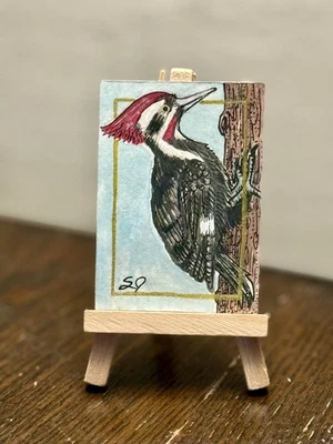 ACEO Art Card Original, Woodpecker - by Sara Jessup (SJessupArt) - Image 1 of 2