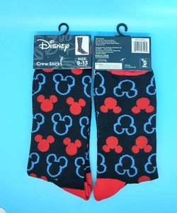 NWT! Disney Mickey Mouse 'Cookie Cutter Style' Crew Sock 1 Pair Shoe Size 9-13 - Picture 1 of 3