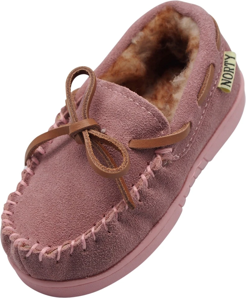 NORTY Boy Girl Unisex Suede Leather Moccasin Slip On Slippers Runs True to Size - Image 1 of 1