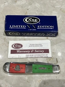 2006 CASE XX 6254 SS Green & Red Bone Christmas Trapper Limited Edition New - Picture 1 of 9