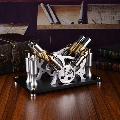 Precision high-end metal V4 four-cylinder Stirling engine power generation model - Image 1 of 4