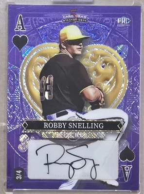 ROBBY SNELLING PURPLE & YELLOW REFRACTOR ROOKIE AUTOGRAPH CARD #3/4-2024 STACKED - Image 1 of 2