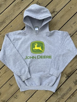 Vintage John Deere Y2K Logo Hoodie Size M Grey - Image 1 of 4