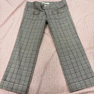 Pantalones Hollister Vintage Y2K Capri Largo Marrón Cuadros Bolsillos con Puños Talla 3 - Imagen 1 de 10