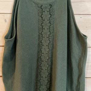 Cable + Gauge Ladies Large Sleeveless Olive High neck Top Lace Detail Boho - Picture 1 of 6