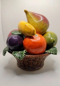 Vintage Porzellan Whicker Korb mit Obst Früchte Figur Atemberaubende Statue Früchte - Bild 1 von 7