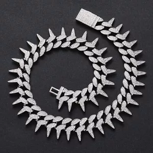 Spikes Kubanische Gliederkette Iced Flooded CZ Hip Hop Armband Halskette A9409 - Bild 1 von 30