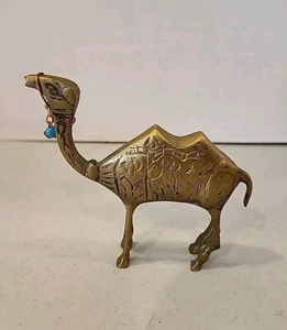 Vintage Messing Kamel geätzt Figurinew/ Geschirr Mid Century Modern Home Accent - Bild 1 von 4