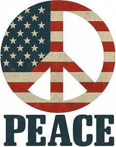 Patriotic American Peace Sign Iron On Transfer-T-Shirt + Light & Dark Fabrics #6 - Picture 1 of 4