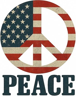 Patriotic American Peace Sign Iron On Transfer-T-Shirt + Light & Dark Fabrics #6 - Image 1 of 4