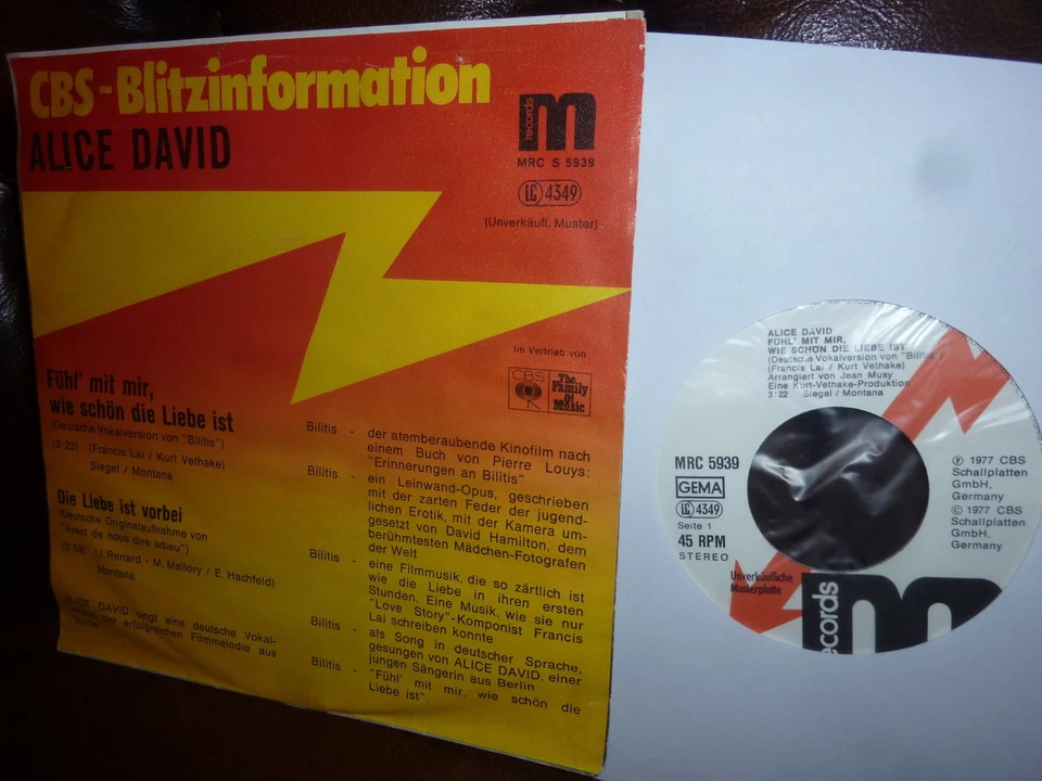 Alice David, Fühl mit mir wie schon die Liebe ist (German Version Bilitis),PROMO - Bild 1 von 1