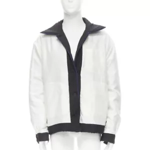 Chaqueta acolchada FENDI 2021 reversible 100% seda negro blanco logo IT52 XL - Imagen 1 de 12
