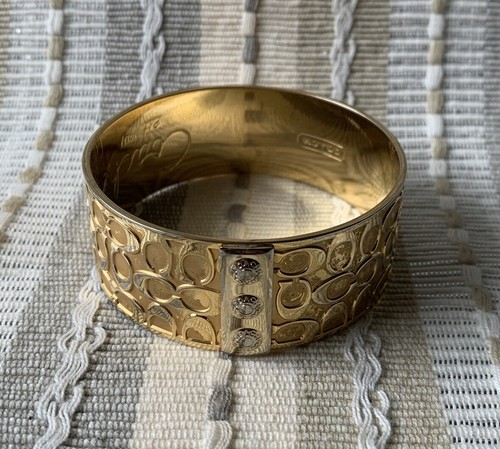 Bracciale Coach 1" Largo Firma C Smalto Placcato Oro Colore