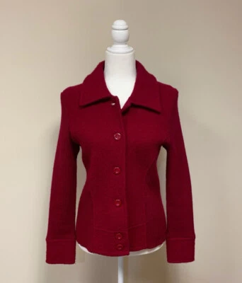 Chaqueta suéter de lana roja Mercer & Madison talla pequeña Foto 1 de 4
