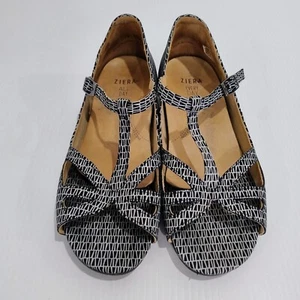 Ziera Sandals 38 Black & White Everyday Comfort Shoes - Picture 1 of 9