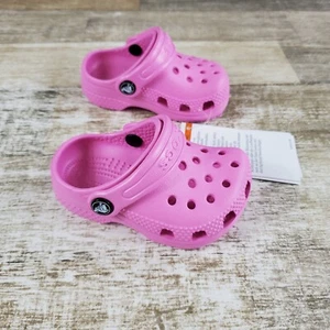 Crocs Classic Clogs Toddler 2 / 3 Taffy Pink Rubber Slingback Round Toe Slip On - Picture 1 of 10
