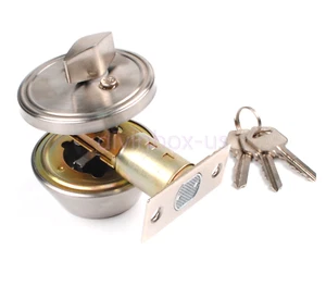 Top New 3 keys Silver Cylinder Deadbolt Door Lock Security Home Entry Handle Set - Picture 1 of 12