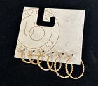 URBAN OUTFITTERS Gold Tone Hoop Earrings 3 pair, Different Sizes