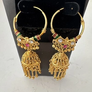 Indian Style New Bollywood Beautiful Jumka Earring Fashion Jewelry Gold Tone - Picture 1 of 7