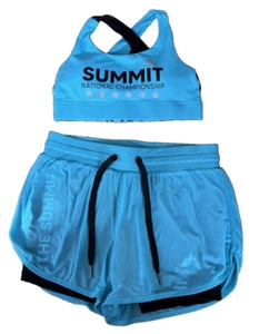 NUEVO Sujetador Pantalones Cortos Varsity All Star Cheerleading Summit Pequeño Negro Azul Teal - Imagen 1 de 11